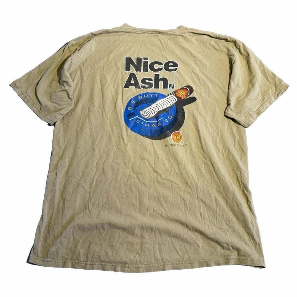 Tultex Big Butt Cigar Co Nice Ash T-Shirt Size 2XL Tan Graphic Tee